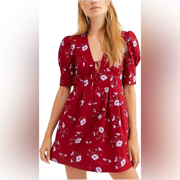 Free People Dresses & Skirts - Free People Adelle Floral Red Tunic Dress